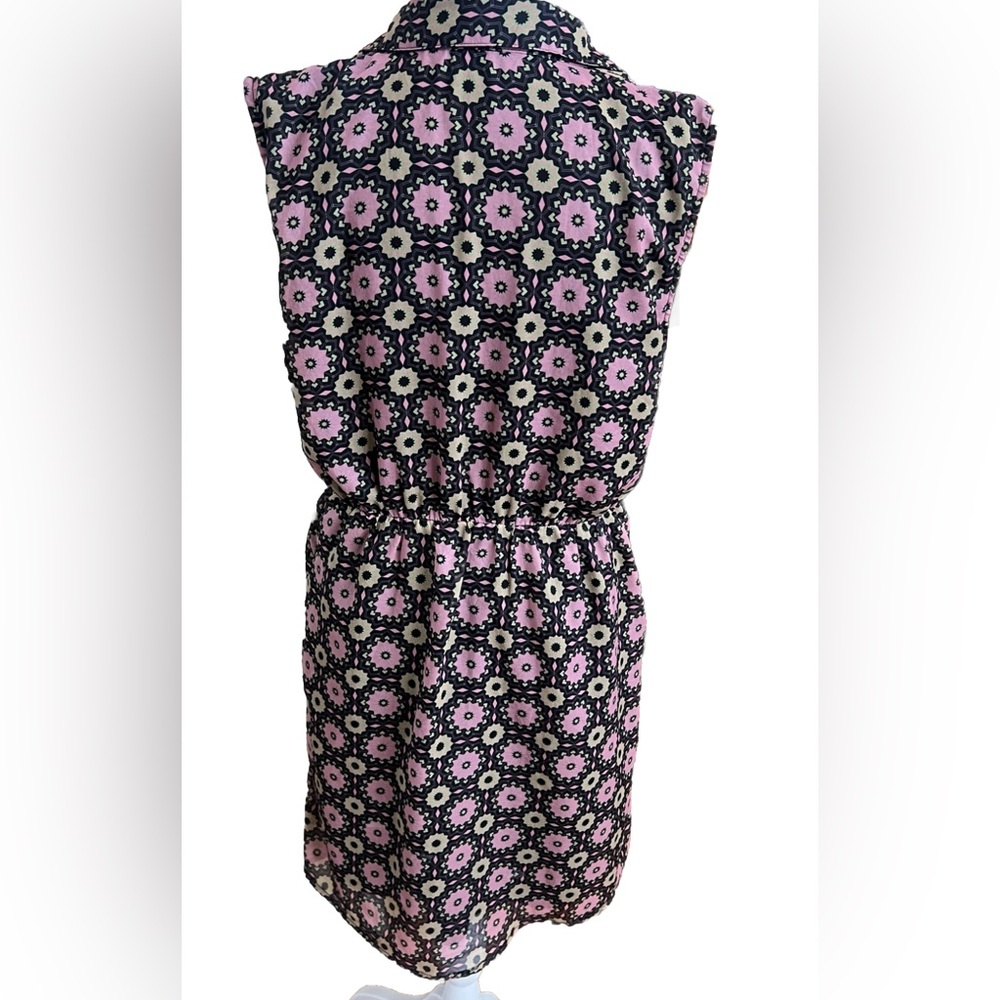 TULLE ANTHROPOLOGIE Black Pink Lime Green Floral Chiffon Casual Dress Medium - Picture 5 of 10